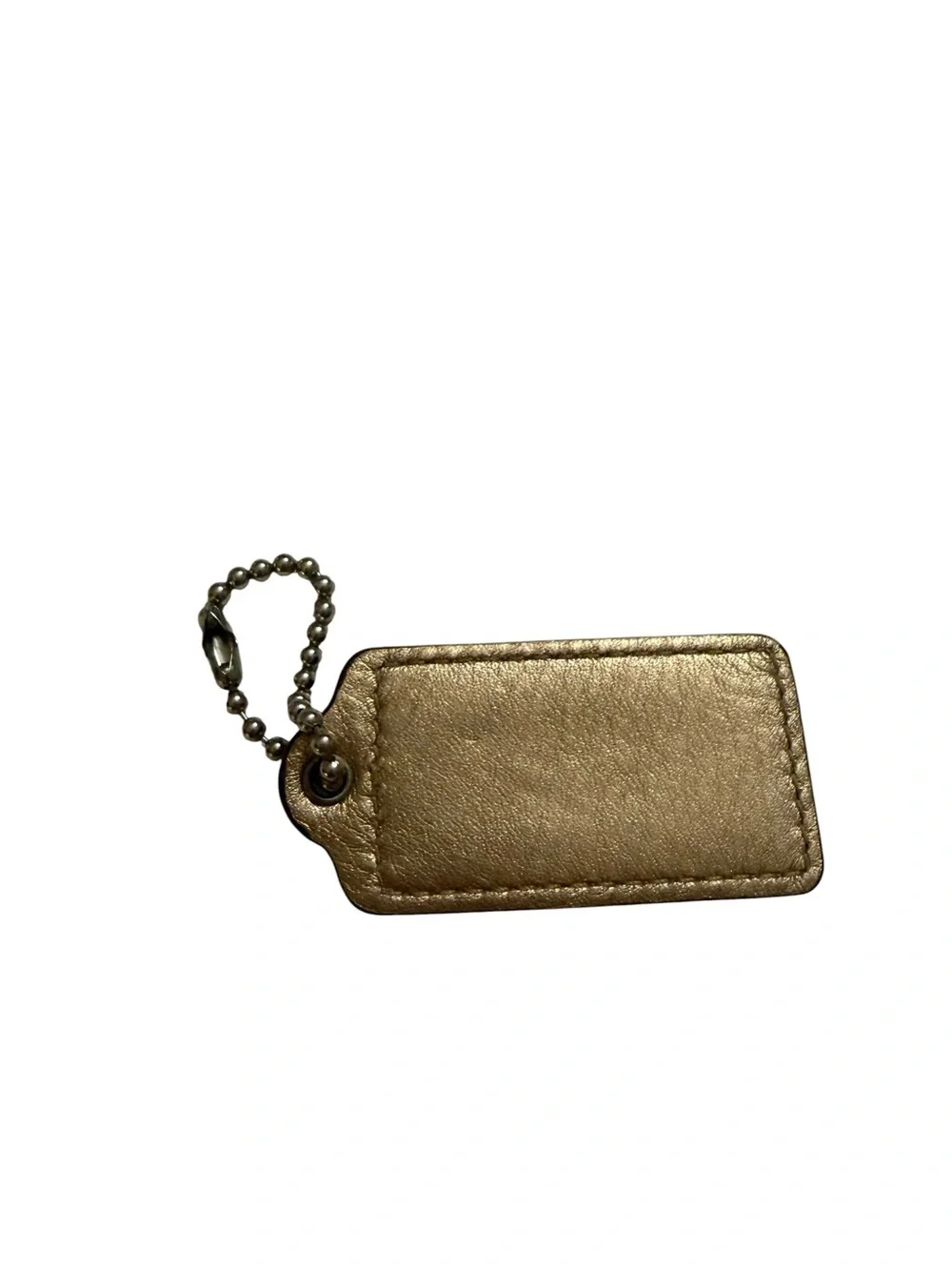 COACH Metallic Gold Leather Tag Key Holder